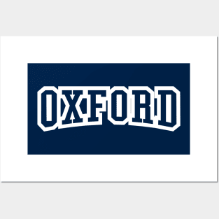 oxford white blue text Posters and Art